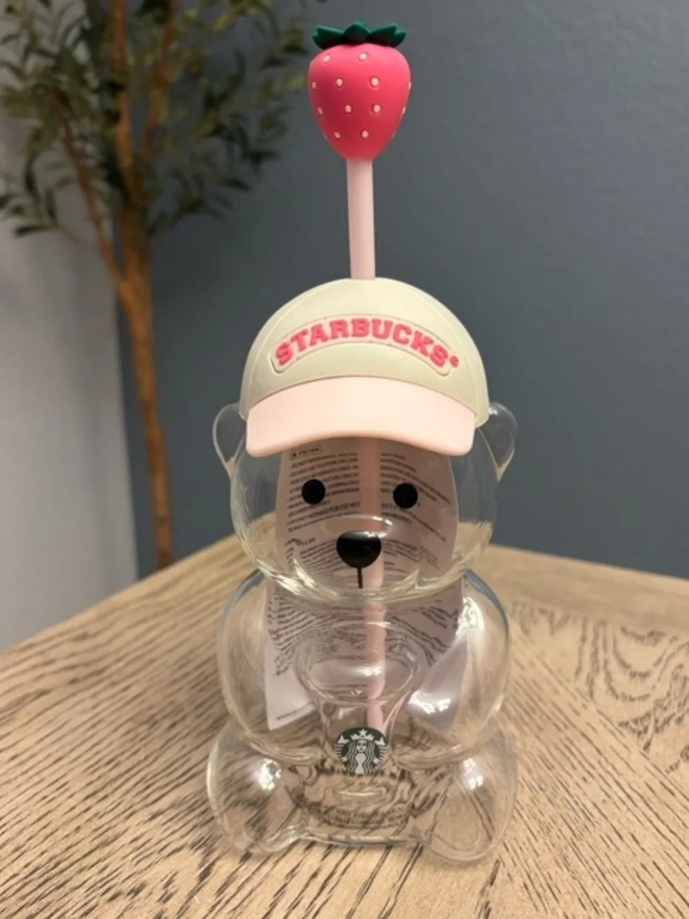 Starbucks Pink Bear Cup Tumbler with Strawberry Straw and Cream Cap